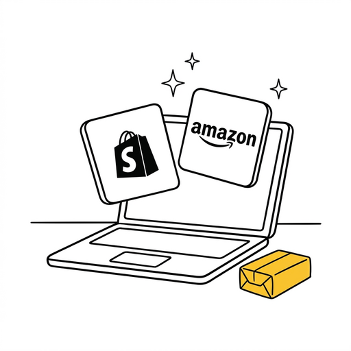 Illustration showing various ecommerce platforms.